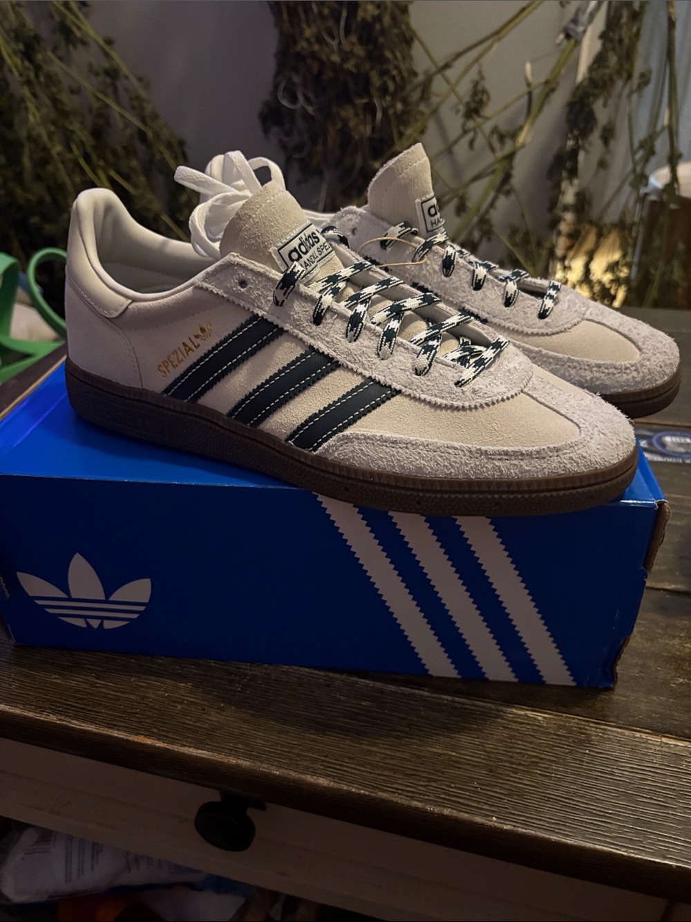 adidas Spezial Cream and forest green Low-Top Sneakers
